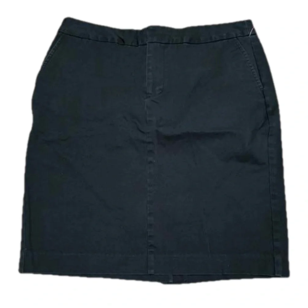 GAP Stretch Black Pencil Skirt Cotton Spandex Slit Pockets Women Size 8